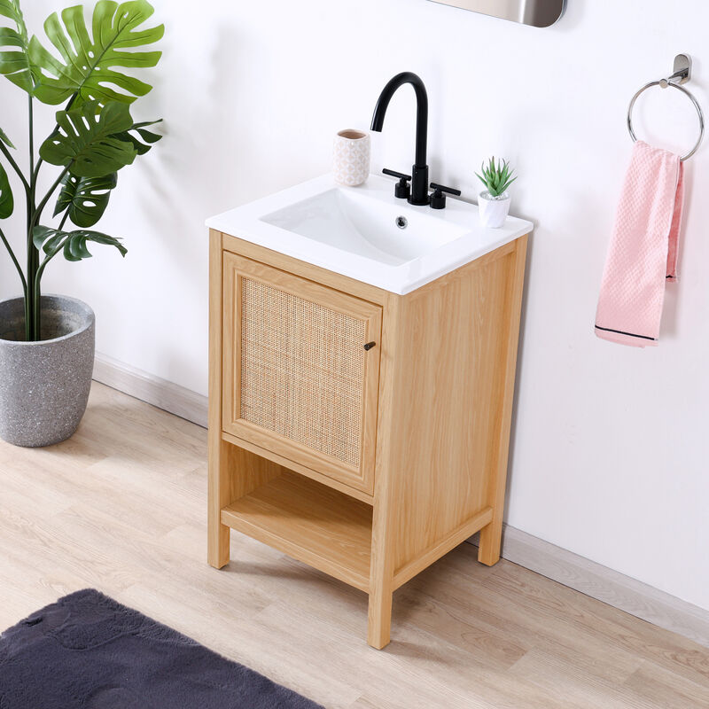 Jasper 36 in. W x 18 in. D x 33 in. H Rattan Modern Coastal 2-Shelf Bath Vanity Cabinet Only (Sink Basin Not Included)