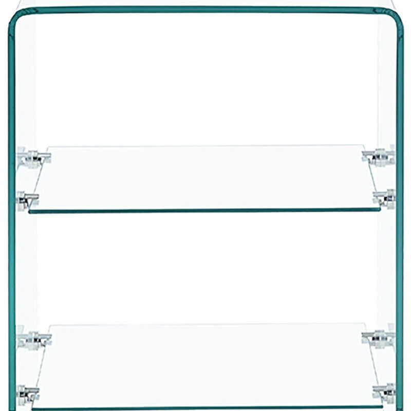 HomeRoots 18" Clear Glass Floor Shelf End Table With Two Shelves image number 2