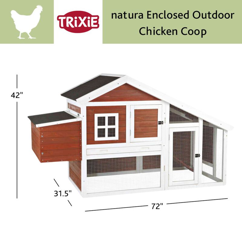 TRIXIE Weatherproof Wooded Backyard Chicken Coop, 2 Nesting Box Auburn image number 2