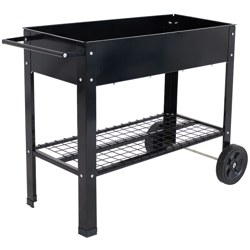 Sunnydaze 43 in Galvanized Steel Mobile Raised Garden Bed Cart