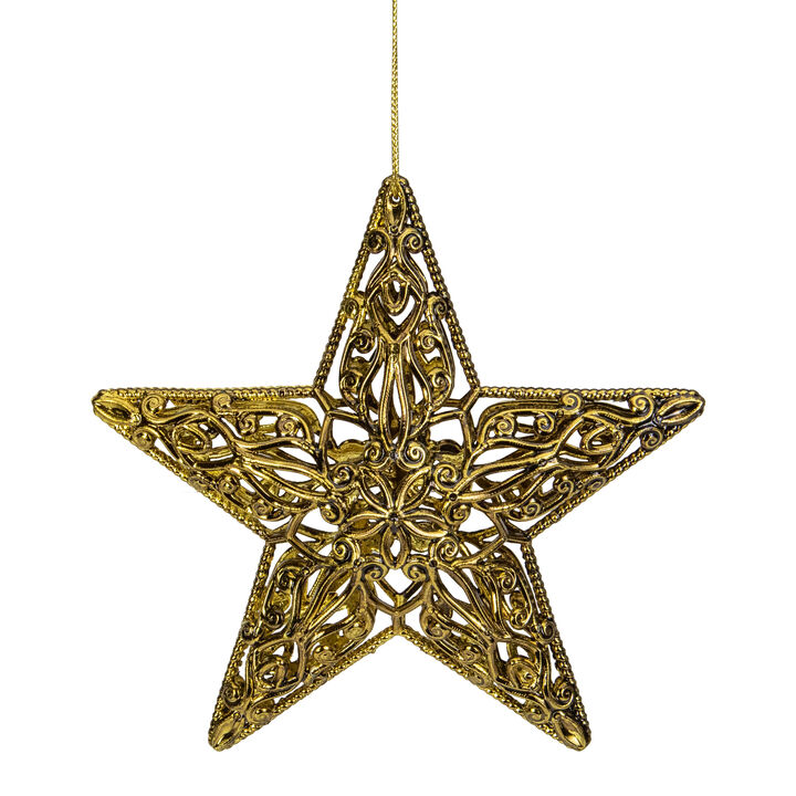 4" Gold Filigree Style Star Christmas Ornament