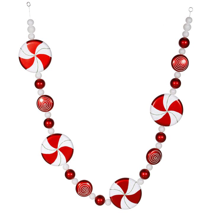 Vickerman Red and White Semicircular Garland, 6 ft, Plastic