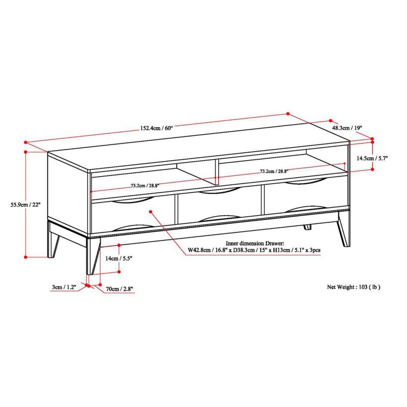 Lexdup Solid Wood TV Stand image number 8