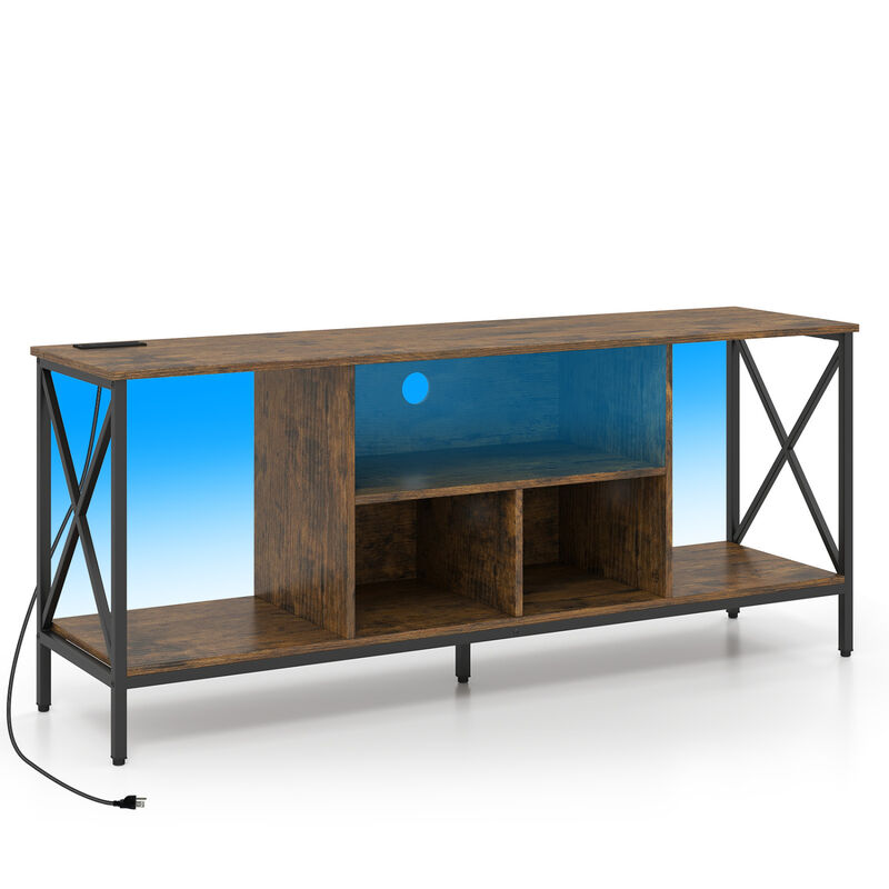 Entertainment Center TV Stand with LED Lighting and Power Outlets image number 0