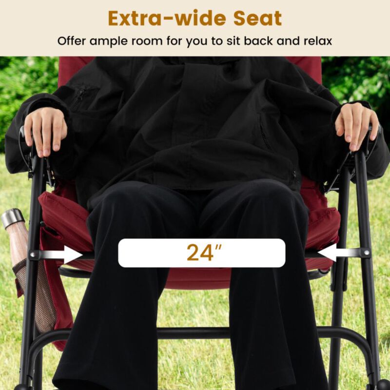 Hivvago Foldable Rocking Padded Portable Camping Chair with Backrest and Side pocket