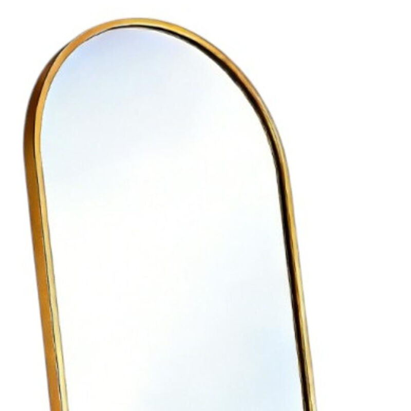 HomeRoots 70" Gold Aluminum Arch Freestanding And Wall Mounted Framed Full Length Mirror image number 3