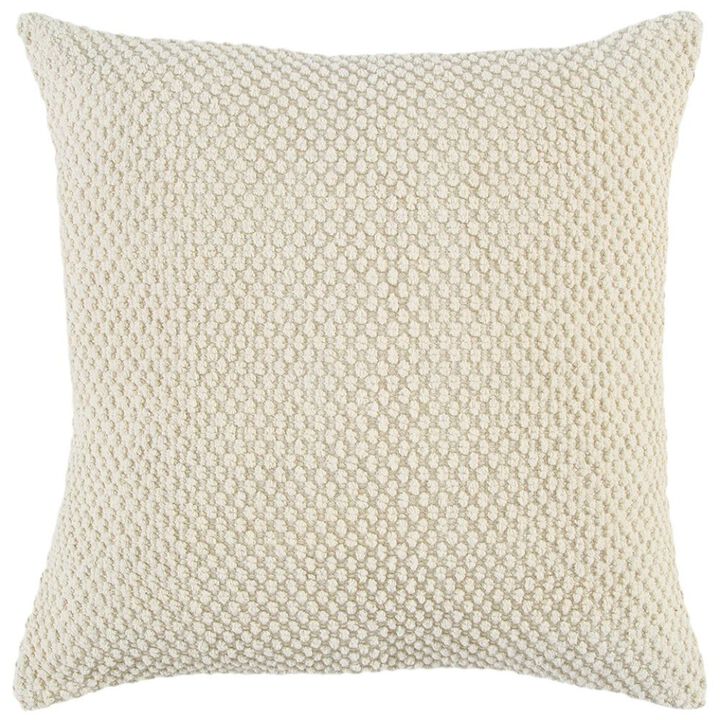 Homezia 20" Natural Beige Nubby Textured Modern Throw Pillow