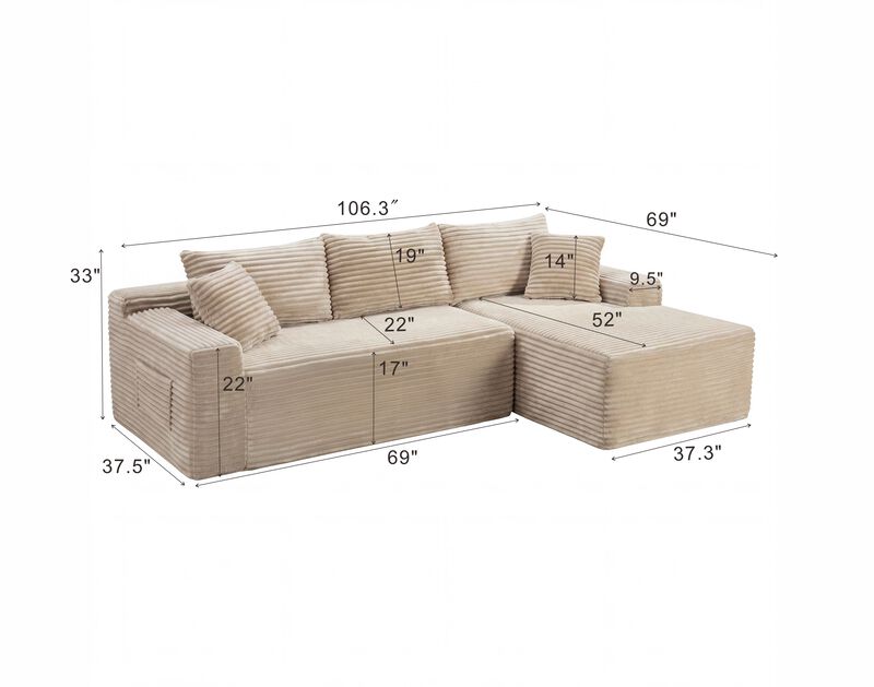Zekrig 106.3" Cloud Modular Sectional image number 4