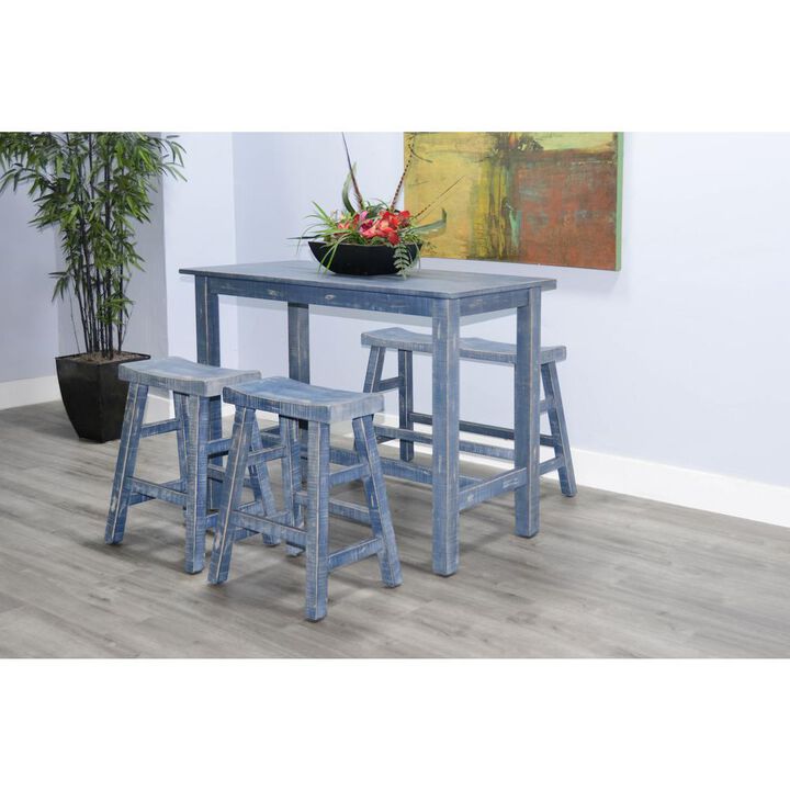 Sunny Designs Ocean Blue Counter Bench, Wood Seat