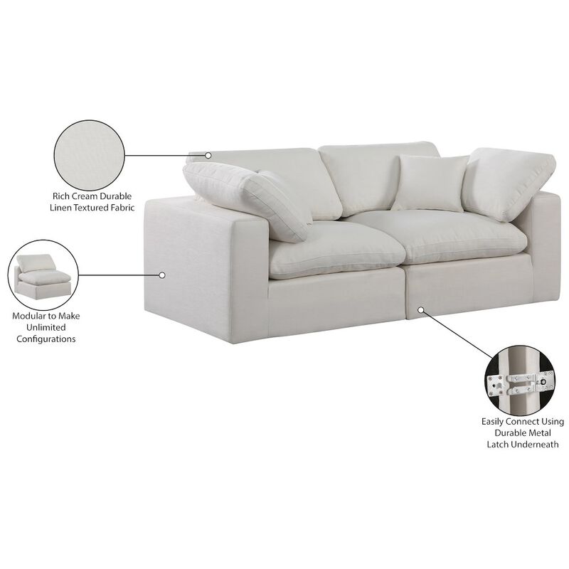 Meridian Furniture Comfy Cream Linen Textured Fabric Modular Sofa