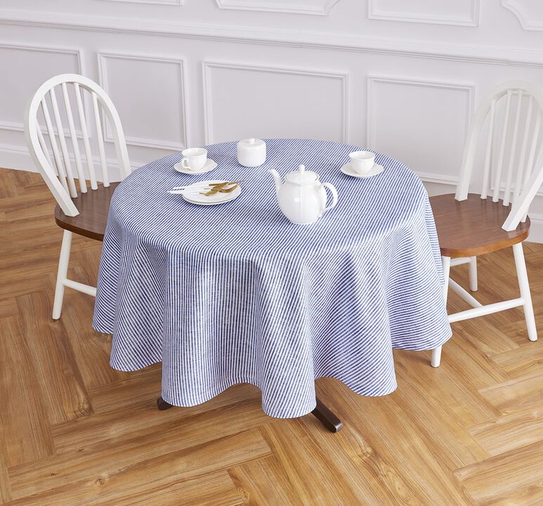 Linen Round Tablecloth - Narrow Stripe