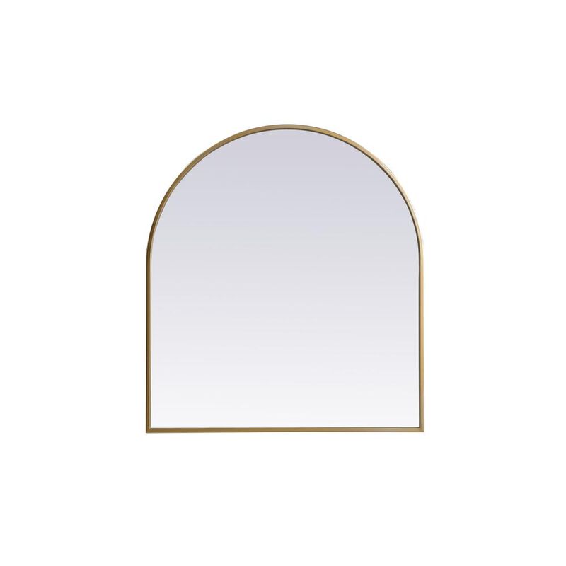 Elegant Decor Metal Frame Arch Mirror 27x30 Inch in Brass