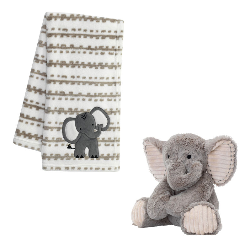 Lambs & Ivy Blanket & Plush Luxury Newborn Baby Gift Set - Gray Elephant