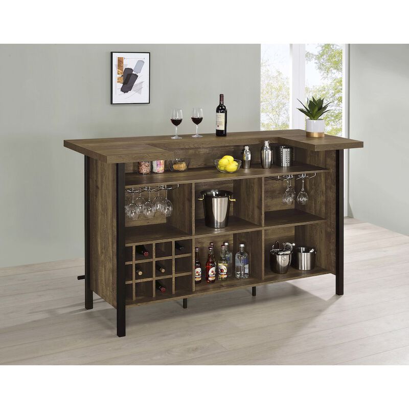 Coaster Co. of America Bellemore Freestanding Home Bar Wine Cabinet Rustic Oak