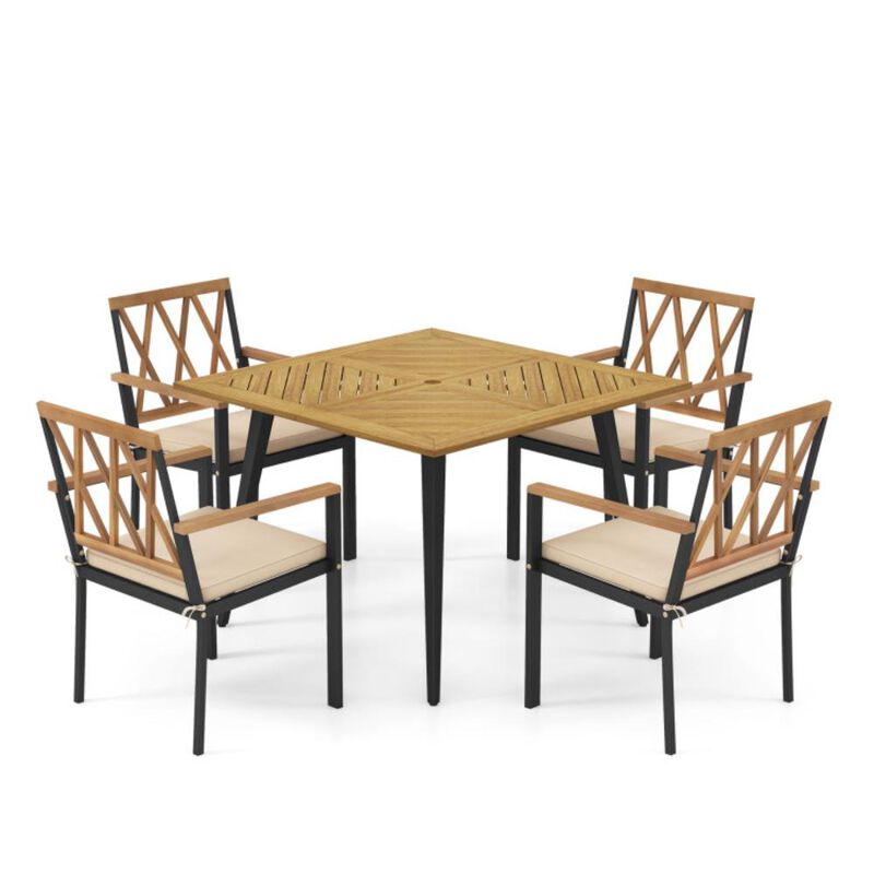Hivvago Outdoor Dining Table and Chairs with Cushions and 1.9 inches Umbrella Hole