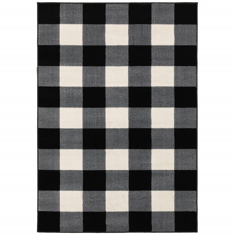 7 X 9 Monochromatic Gingham Pattern Indoor Area Rug