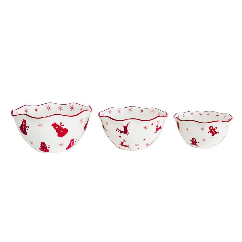 Winterfest 3 Piece Nesting Serving Bowl Set - Assorted Pattern