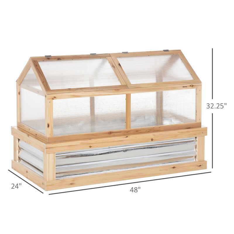 Hivvago Wooden Elevated Planter with Greenhouse Lid image number 2