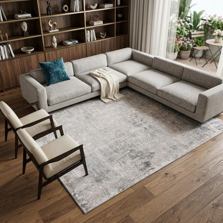 HomeRoots Abstract Distressed Area Rug