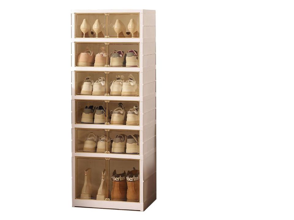 Entryway Shoe Storage Cabinet 6 Tier Closet Clear Foldable