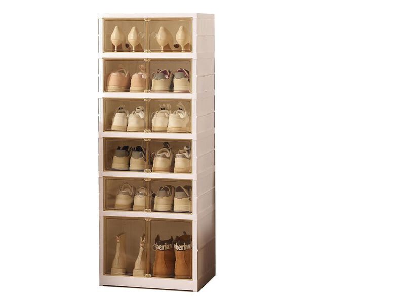 Entryway Shoe Storage Cabinet 6 Tier Closet Clear Foldable image number 0