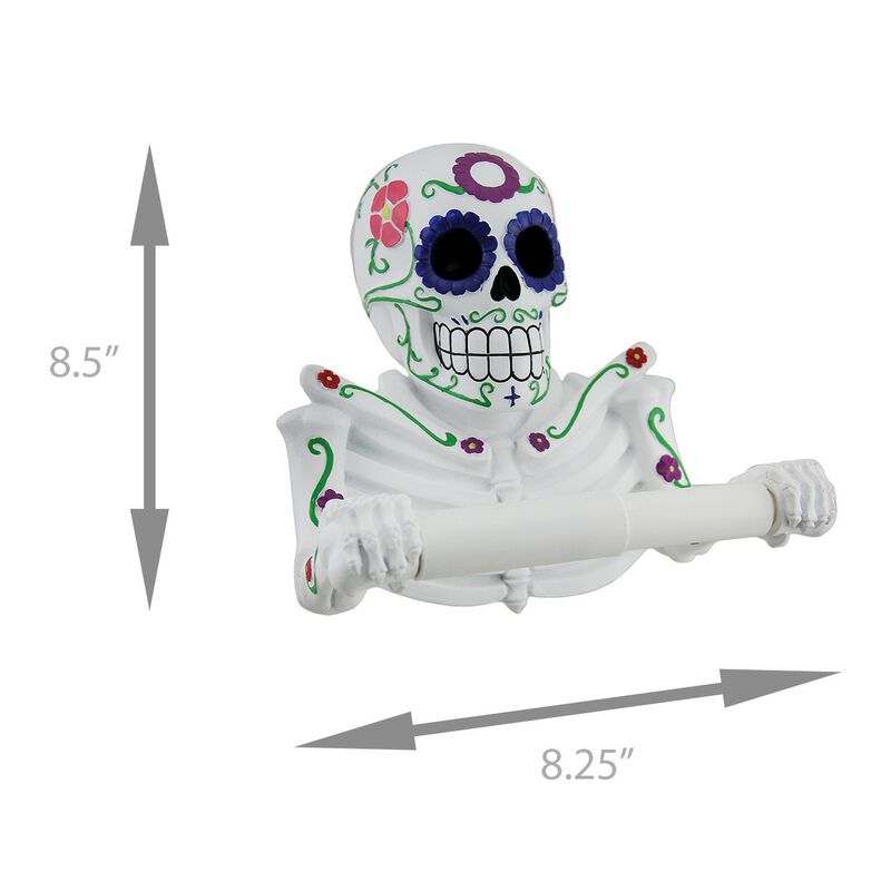 Smelly Skelly White Day Of The departed Sugar Skull Toilet Tissue Holder image number 6