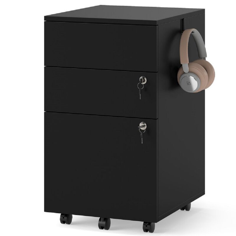 Mobile 3-Drawer File Organizer, Locking Cabinet for Letter Legal A4 image number 0