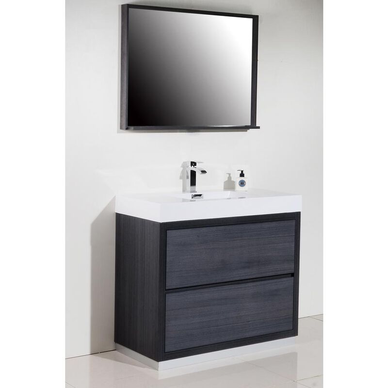 Kubebath Bliss 40 Gray Oak Free Standing Modern Bathroom Vanity