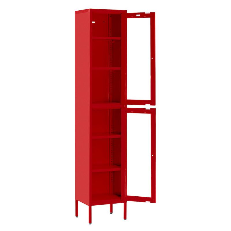Glamour Home Avish 71-inch Red Two Clear Door Metal Cabinet