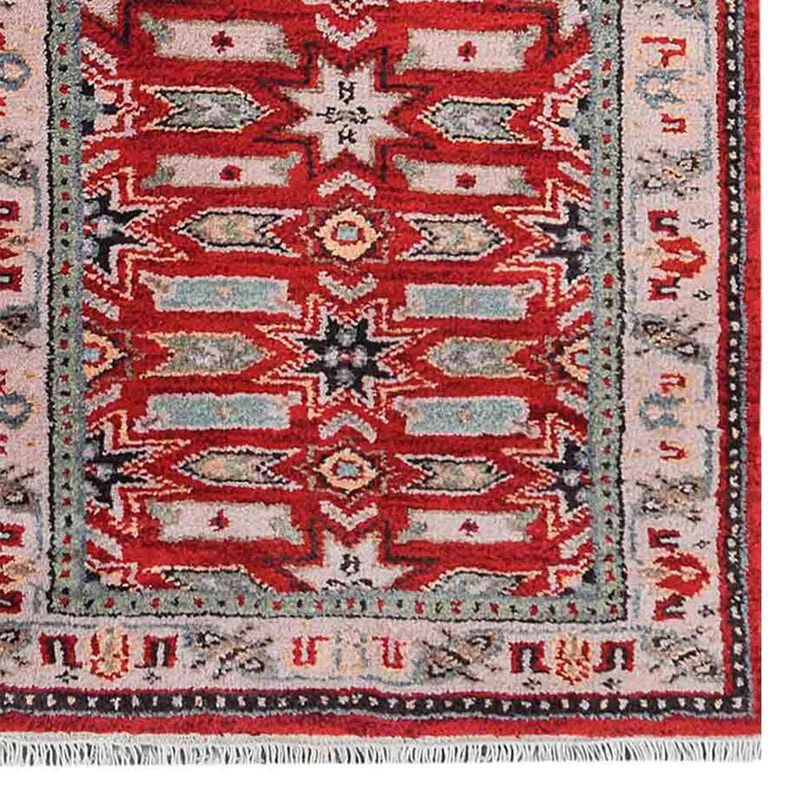 Rugsotic Carpets Hand Knotted Afghan Wool And Silk Size Runner Area Rug Oriental Kazak Size AF0107 image number 3