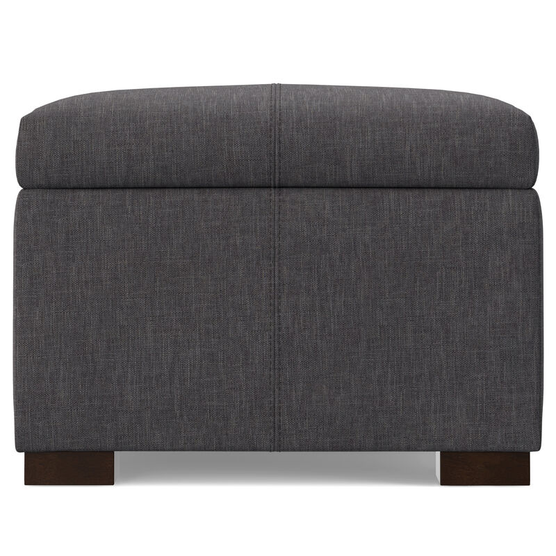 Gabbie 48 inch Wide Contemporary Rectangle Rectangular Storage Ottoman in Slate Grey Polyester Linen, Assembled