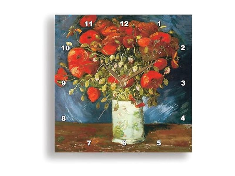 Poppies Vincent Van Gogh Wall Clock 13 Inch Home Decor image number 1