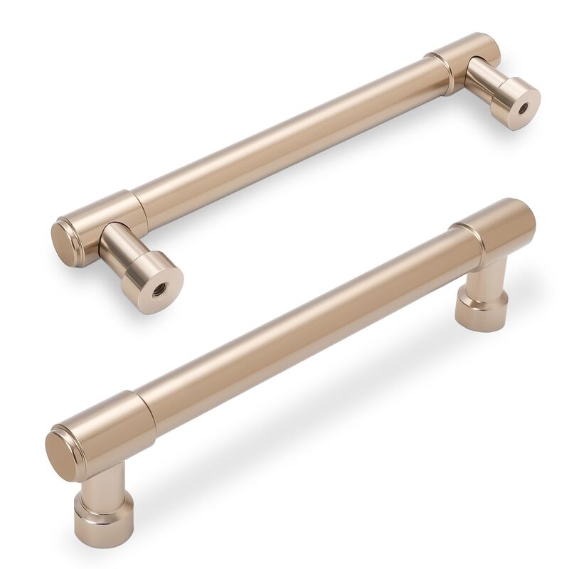 Amasideca 10 Pack Champagne Bronze Pulls 5 Inch(128mm) Hole Centers Kitchen Cabinet Handles Zinc Alloy Champagne Drawer Pulls