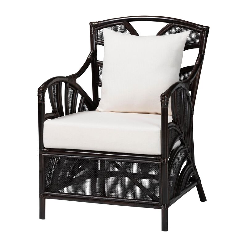 bali & pari Paden Natural Rattan Armchair - Handwoven Wicker Accent Chair with Banana Leaf Frame for Living Room or Sun Room image number 0