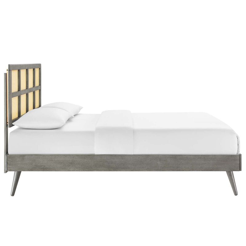 Modway - Sidney Cane and Wood Full Platform Bed with Splayed Legs
