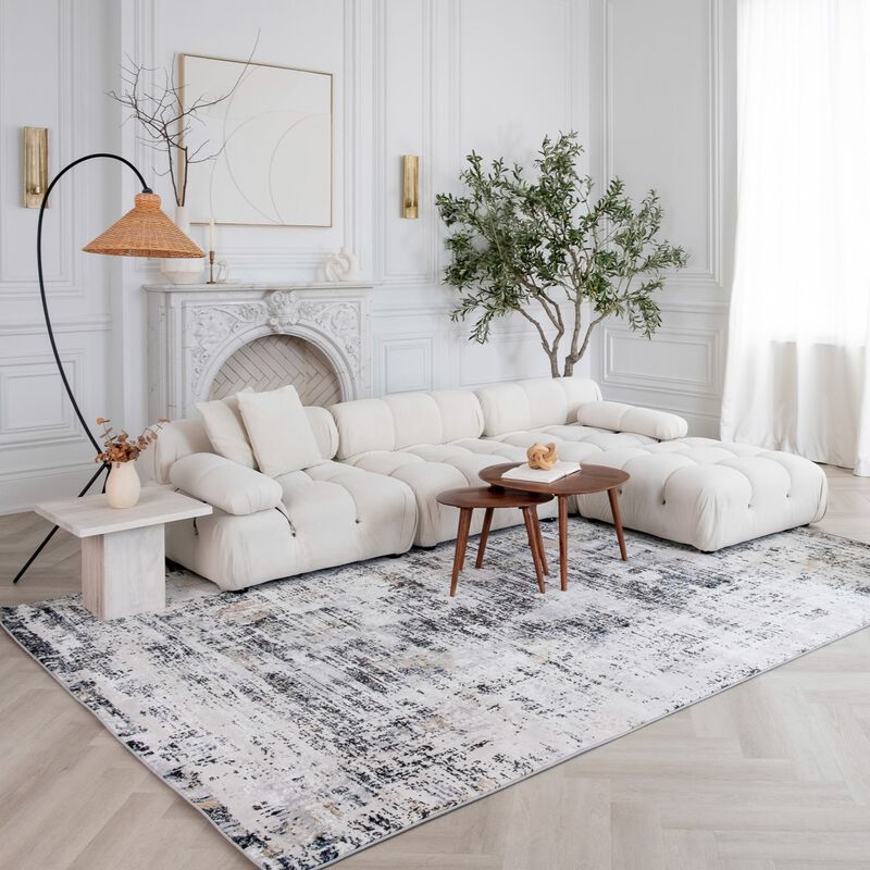 Rug Branch Ashlar Contemporary Abstract White Beige Indoor Area Rug