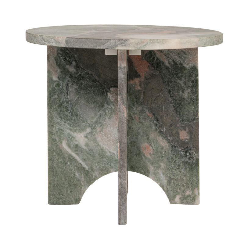 Sculptural Marble Table with Interlocking Base, Mint Green image number 2