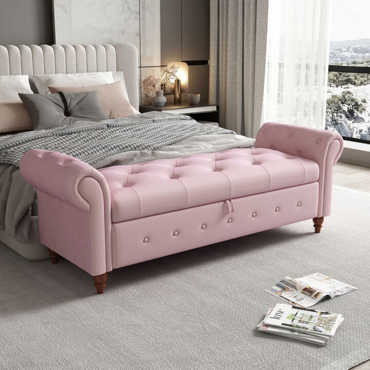 Streamdale Bed Bench Pink Velvet