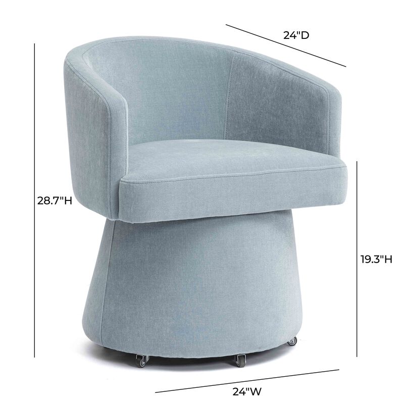 Kristen Faded Blue Upcycled Chenille Rolling Desk Chair