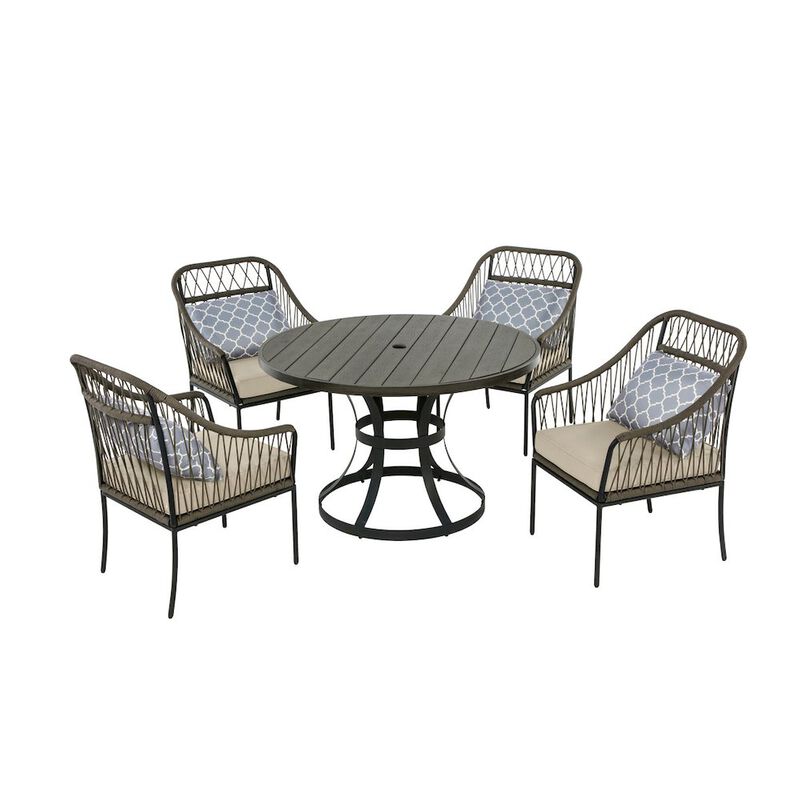 Best Quality Furniture 5pc patio dining set in gray with cushioned seats