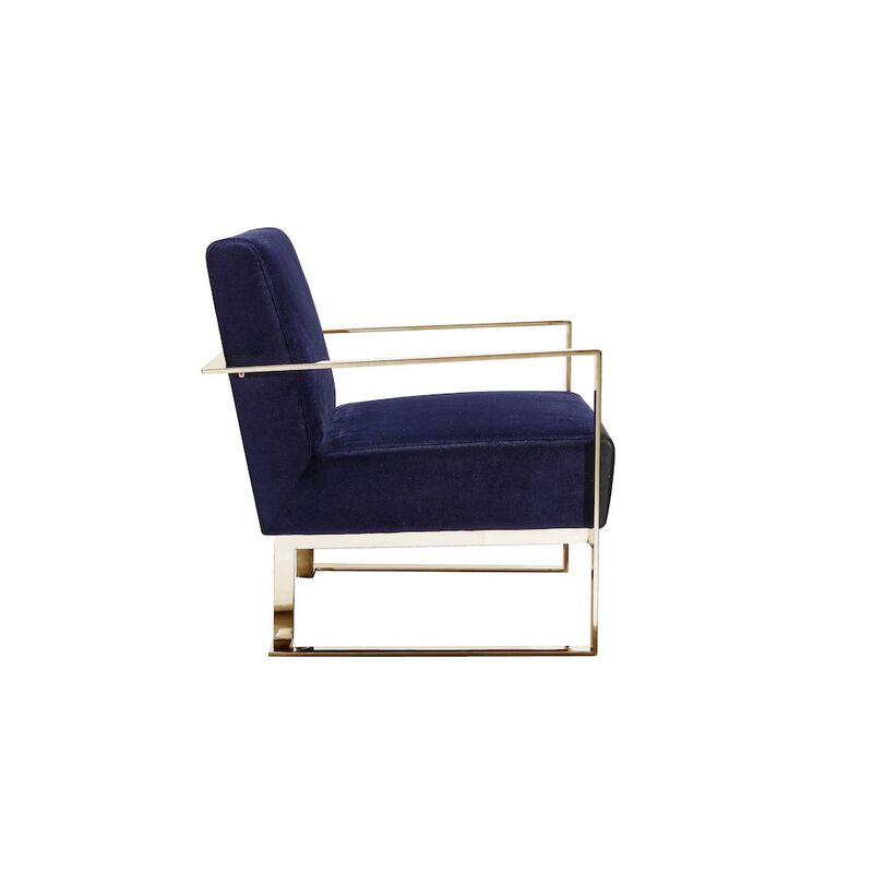 Pangea Home Dexter Lounge Chair Velvet Navy