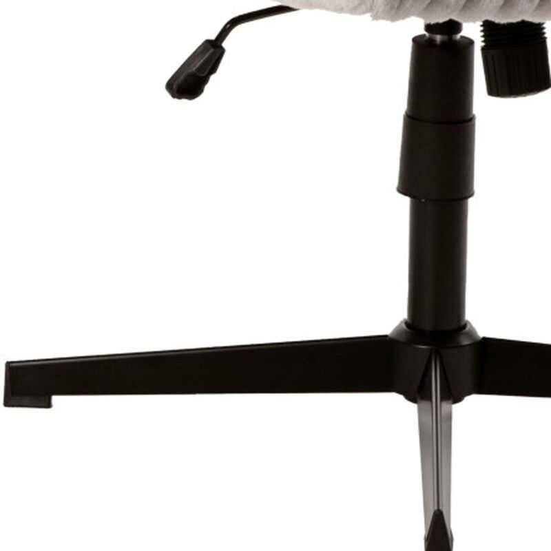 HomeRoots Ivory And Black Adjustable Height Faux Fur Swivel Rolling Gaming Chair image number 4