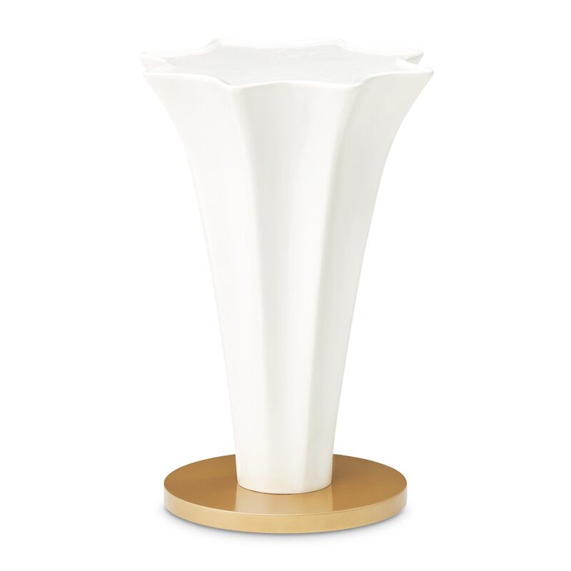Michael Amini La Terrazza Chairside Table - Creamy Pearl