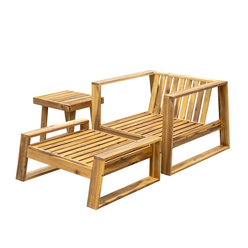 Merax Acacia Wood Outdoor Lounge Chair Seating Set