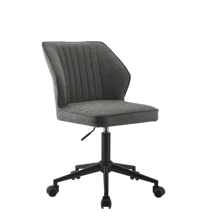 Swivel Office Chair with Stitching Details and Starbase, Gray - Benzara