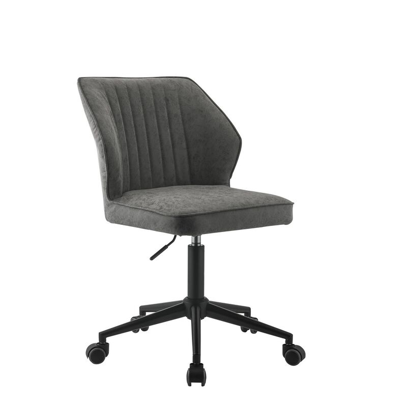 Swivel Office Chair with Stitching Details and Starbase, Gray - Benzara