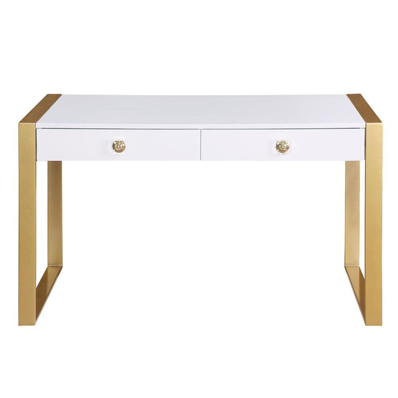 Best Master Furniture Erato White with Gold Legs Computer Desk