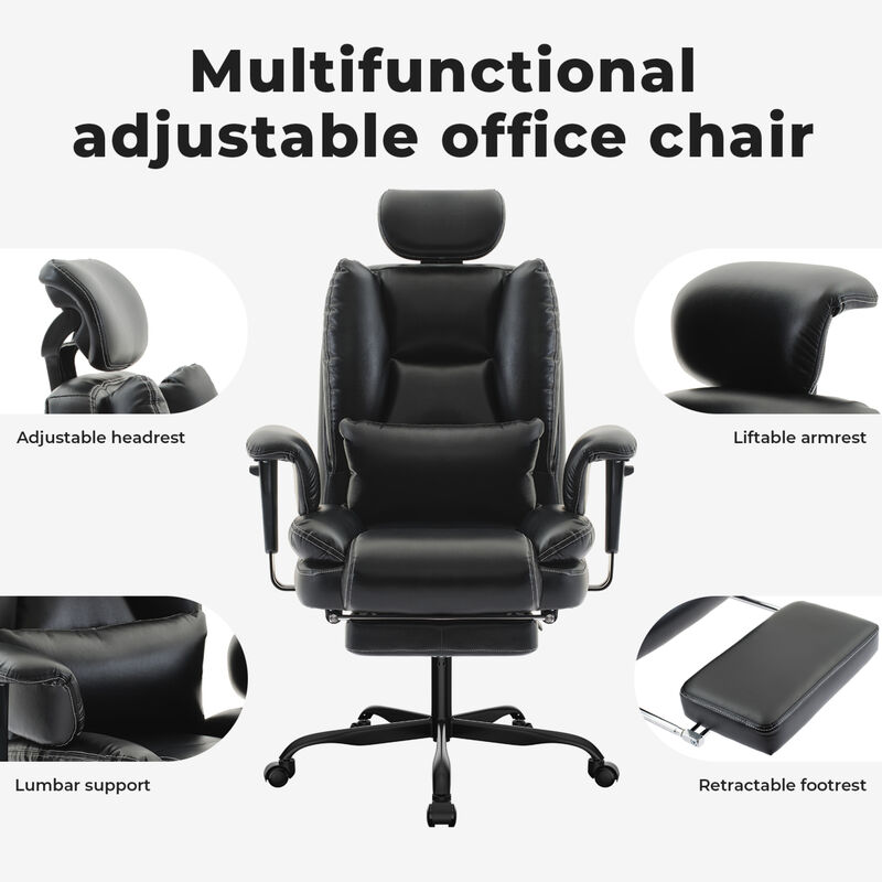 GOODSILO Ergonomic High Back Office Chair with Adjustable Headrest and Lumbar Support for Long Hours Comfort image number 3