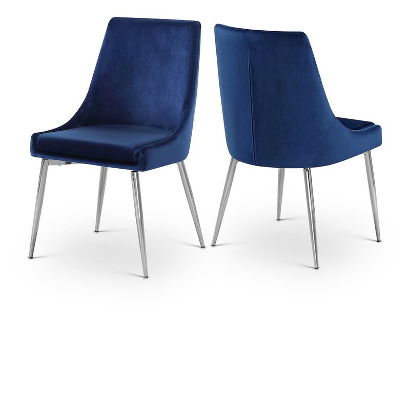 Meridian Furniture Karina Navy Velvet Dining Chair, Set of 2