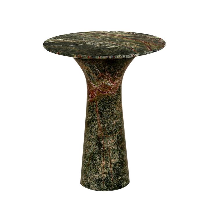 World Interiors Harbor 18 Tall Side Table in Green Bidasar Marble